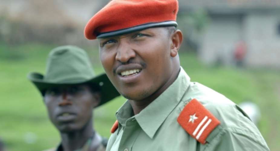 Bosco Ntaganda, pictured in 2009 at his base in Kabati, Kenya goes on trial before the International Criminal Court Wednesday accused of war crimes including the rape of child soldiers by his rebel army.  By Lionel Healing AFPFile