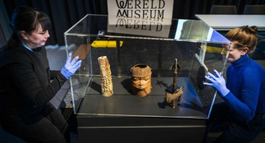 The 113 Benin Bronzes represent the largest single return of the treasures looted in 1897.  By Freek VAN DEN BERGH (ANP/AFP)