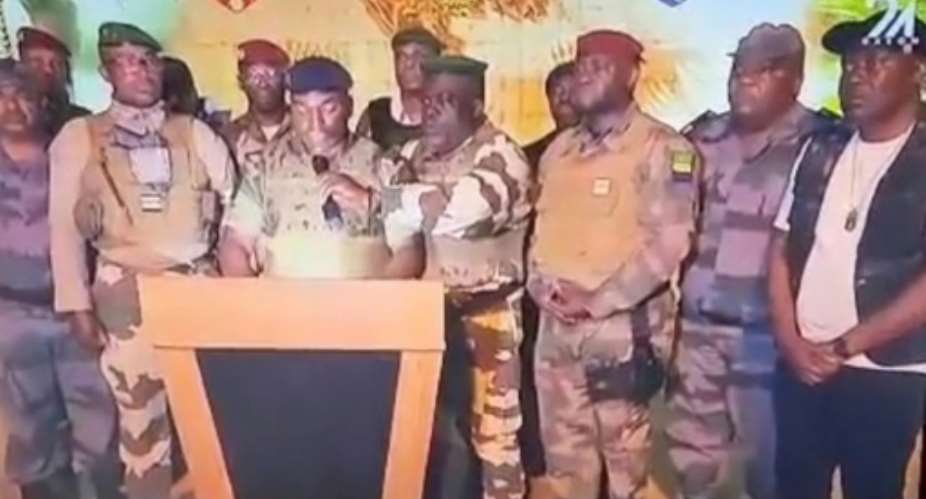 The address was read by an officer flanked by a group of a dozen army colonels, members of the elite Republican Guard and regular soldiers.  By - (Gabon 24/AFP)