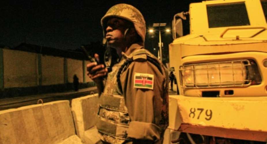 The African Union's peacekeeping mission in Somalia AMISOM on a night-time patrol in Mogadishu..  By Tina SMOLE AFPFile