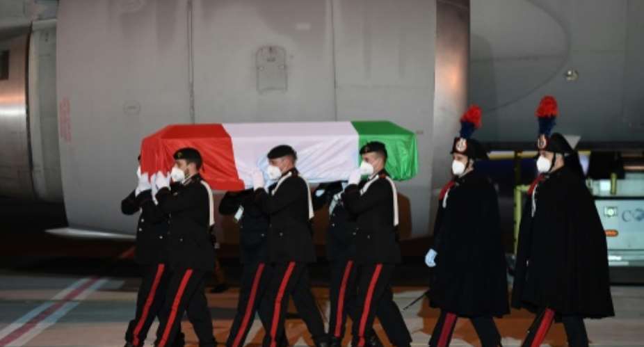 The body of the Italian ambassador killed in the Democratic Republic of Congo has arrived back in Rome.  By Handout ITALIAN FOREIGN MINISTRYAFP