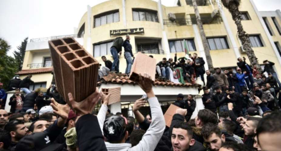 The brick has become the symbol of the anti-vote campaign in Algeria's Kabylie heartland of the Berber community.  By RYAD KRAMDI AFP