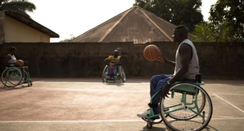 The CAR wheelchair basketball team came in second in an African parasports contest in 2001.  By FLORENT VERGNES AFP
