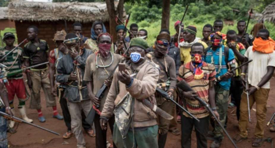 The Central African Republic fell into crisis in 2012 as violence erupted from a mainly Muslim rebel insurgency known as the Selaka that sparked the creation of rival Christian militias known as the anti-Balaka, seen here.  By ALEXIS HUGUET AFPFile