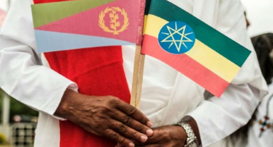 The detente between Eritrea flag on the left and Ethiopia lifted a long and damaging cold war between the neighbours.  By EDUARDO SOTERAS AFPFile