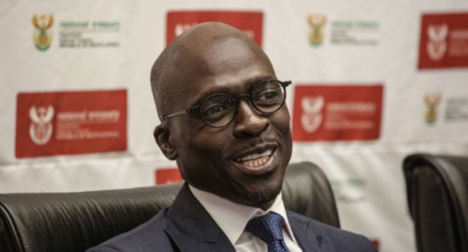 The EFF party alleges that newly appointed South African Finance Minister Malusi Gigaba, seen in April 2017, influenced the awarding of a tender to buy the train locomotives at inflated prices at a time he was the public enterprise minister.  By GIANLUIGI GUERCIA AFPFile