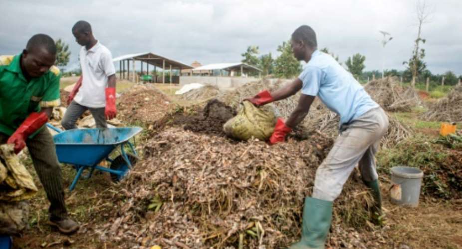 The facility processes around six tonnes of organic waste every week, turning it into 200 cubic metres of biogas.  By Yanick FOLLY AFP