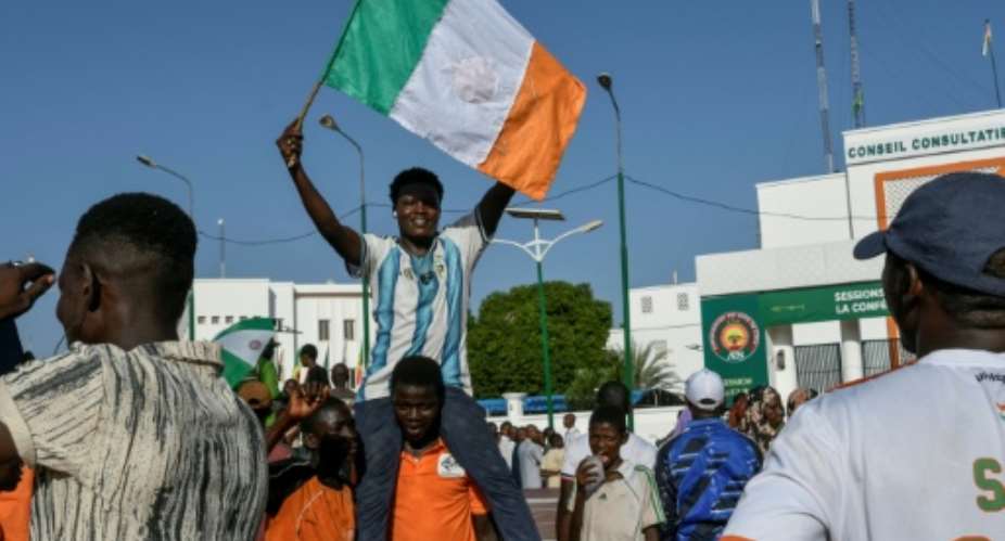The gathering in support of the junta came after a mutiny by some soldiers was thwarted at the weekend.  By - (AFP)