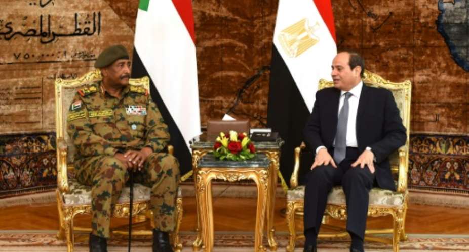 The head of Sudan's military council, General Abdel Fattah al-Burhan L,  met last week with Egyptian President Abdel Fattah al-Sisi ahead of a visit to Saudi Arabia this week.  By STRINGER EGYPTIAN PRESIDENCYAFPFile