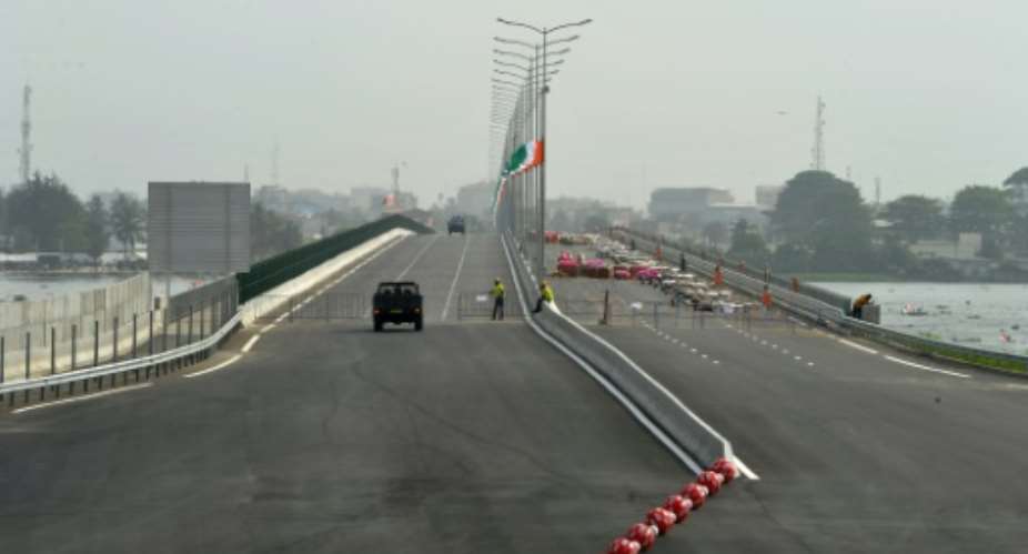 The Henri Konan Bedie bridge was empty prior to its inauguration in 2014 in Abidjan.  By SIA KAMBOU AFPFile