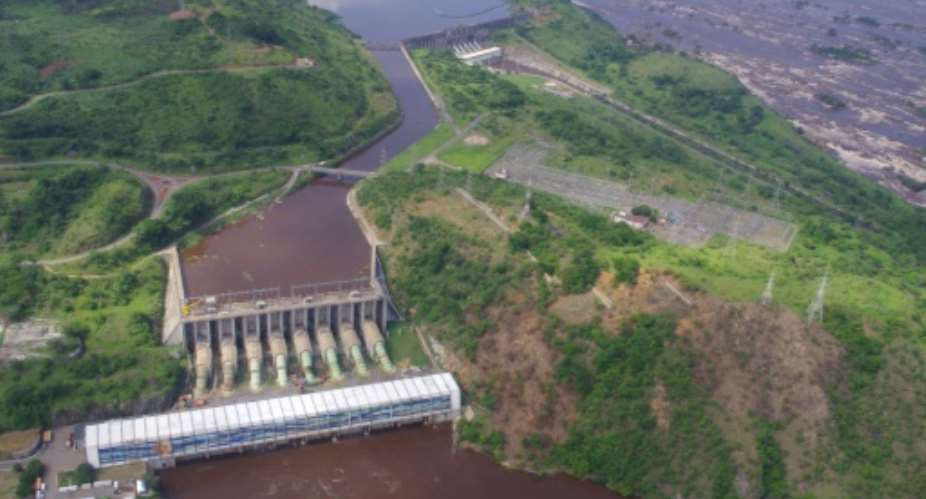 The Inga 1 rear and Inga 2 front power plants dams are seen on the Congo river in 2013, which the Inga 3 project would complement.  By MARC JOURDIER AFPFile