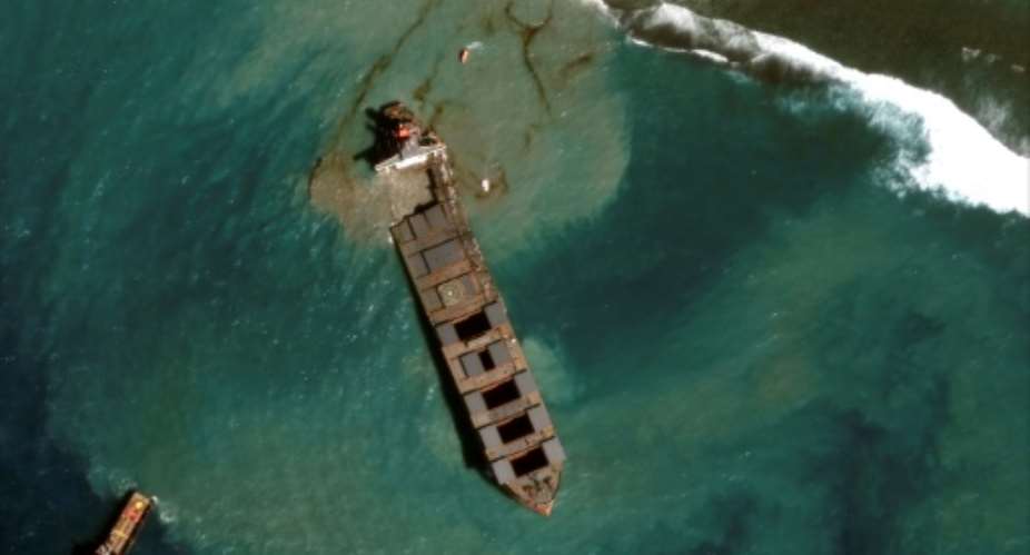 The Japanese operator of a boat that spilled oil off the coast of Mauritius has pledged 9.4 million in funds to help clean-up and recovery efforts.  By Handout Satellite image 2020 Maxar TechnologiesAFPFile
