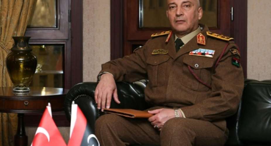 The last photo of Libyas army chief Lieutenant General Mohammed al-Haddad, hours before his death.  By HANDOUT (TURKISH DEFENCE MINISTRY/AFP)