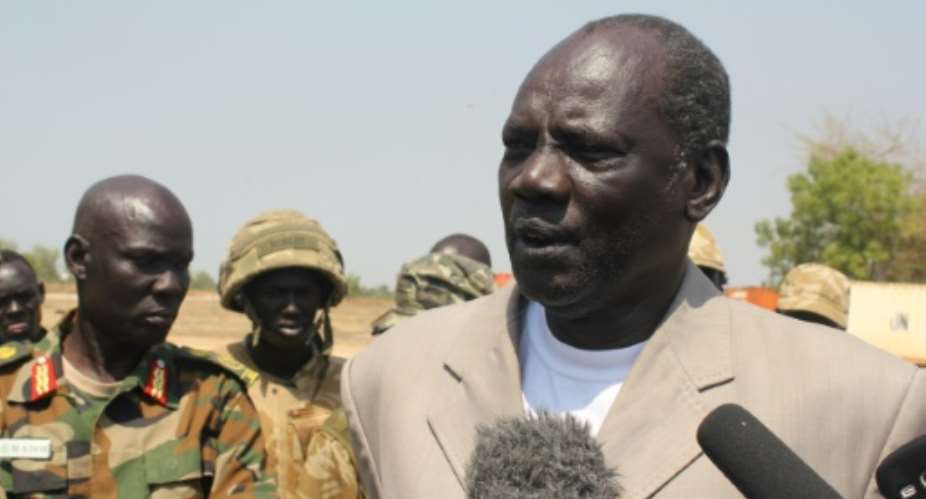 The latest measures target information minister Michael Makuei, seen in 2014, who is in particular accused of having engaged in or been complicit in attacks on the UN mission in South Sudan.  By WAAKHE SIMON WUDU AFPFile