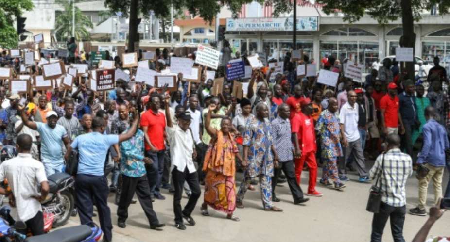 The march in Cotonou, Benin, on Thursday coincided with a two-day strike against plans to privatise port management.  By Yanick Folly AFP