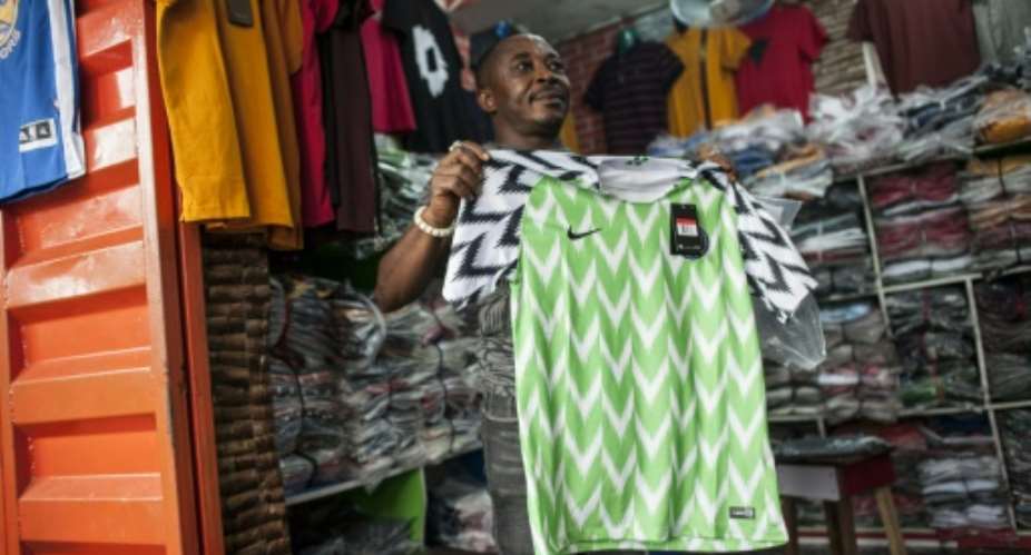 The Nigeria Super Eagles jersey for the 2018 World Cup in Russia.  By STEFAN HEUNIS AFPFile