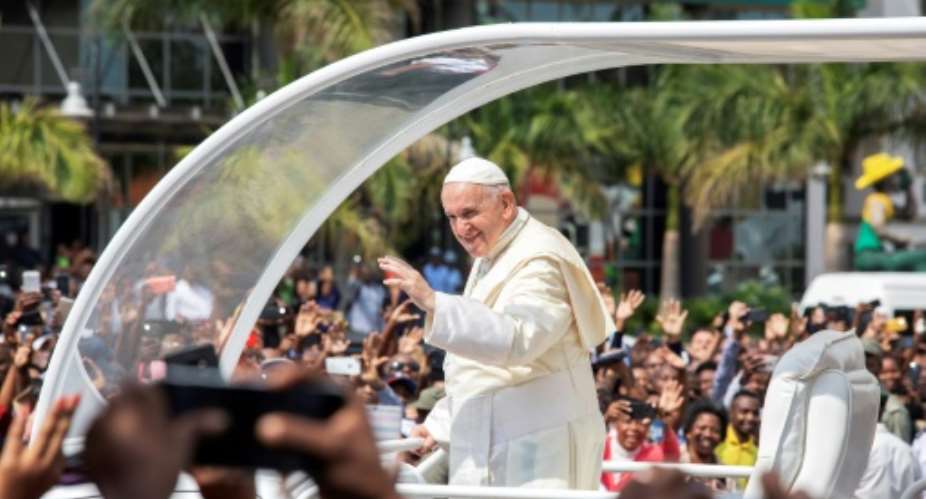 The pope is in Mozambique as the start of a three-nation African tour.  By GIANLUIGI GUERCIA AFP