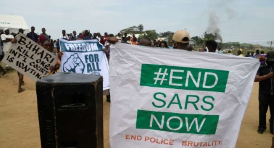 The protests in Nigeria initially called for the scrapping of the Special Ant-Robbery Squad SARS.  By PIUS UTOMI EKPEI AFPFile