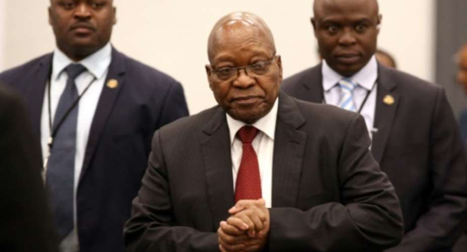 The ruling African National Congress ANC party forced Zuma to resign as president last year.  By MIKE HUTCHINGS POOLAFP