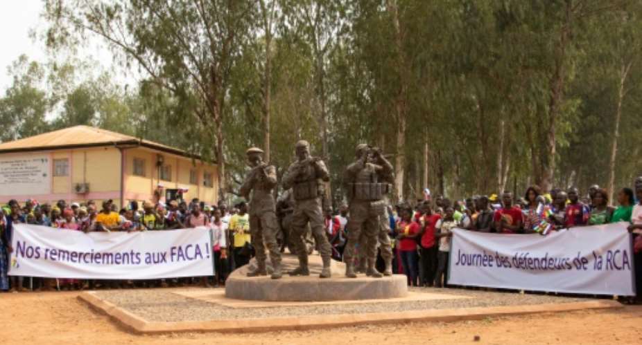 The 'Russian monument' in Bangui.  By Carol VALADE AFP