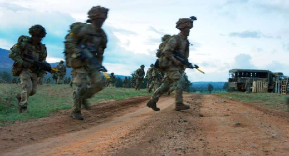 The soldier who confessed to the 2012 crime was a member of the British Army Training Kenya, similar to the soldiers pictured during training in March 2018.  By TONY KARUMBA AFPFile
