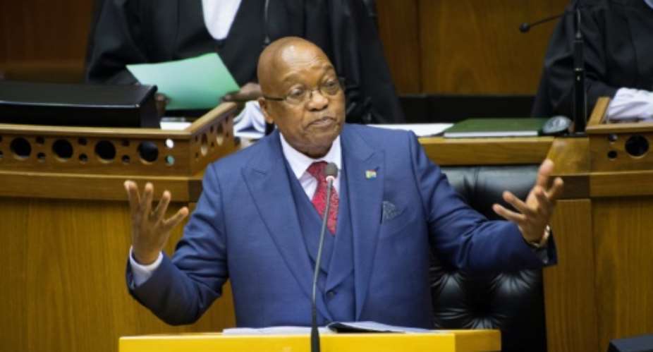 The South African national prosecuting authority has alleged that 20 million 17.2 million euros of public money meant for poor dairy farmers was syphoned off to allies of former president Jacob Zuma pictured November 2017.  By RODGER BOSCH AFPFile