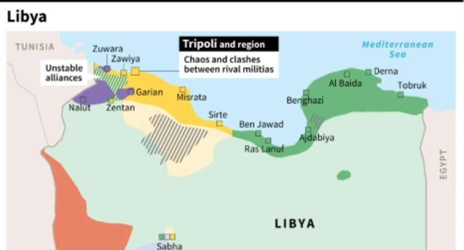 The Tazerbo desert region is controlled by the forces of strongman Khalifa Haftar, who heads the self-styled National Libyan Army, while the capital Tripoli is the seat of a rival -- and internationally-backed -- administration.  By Thomas SAINT-CRICQ AFPFile