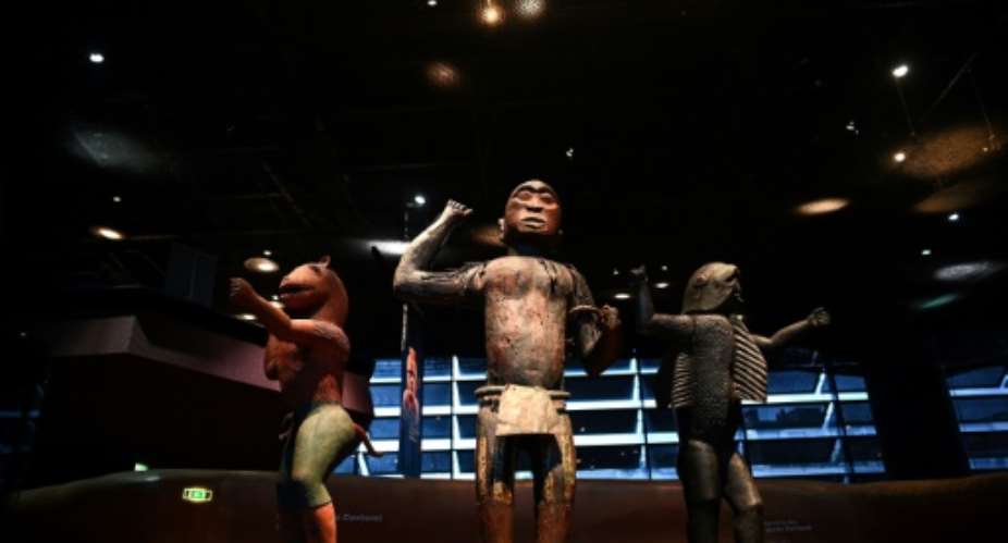 The trove of objects, snatched by French forces in 1892, are being shown for just six days at the Quai Branly museum.  By Christophe ARCHAMBAULT AFPFile