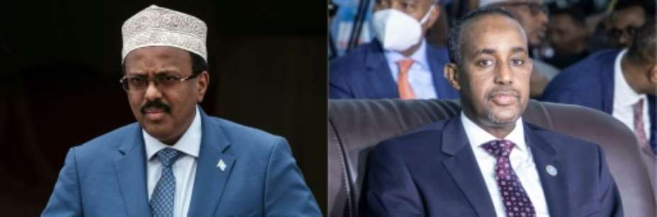 The UN Security Council has called for restraint in Somalia's leadership feud, which pits President Mohamed Abdullahi Mohamed L against Prime Minister Mohamed Hussein Roble R.  By Yasuyoshi CHIBA, Abdirahman Yusuf AFPFile