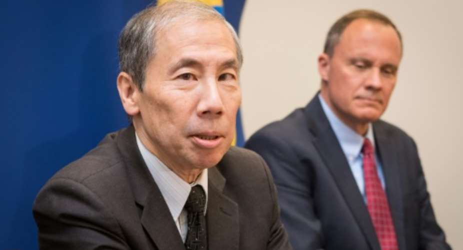 The US embassy in Somalia has been closed since the country's civil war in 1991, but the US has reestablished a permanent diplomatic presence in Somalia, and career diplomat Donald Yamamoto pictured December 2017 has taken office as ambassador.  By Zacharias ABUBEKER AFPFile
