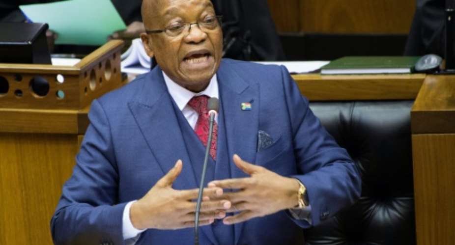The US Treasury has sanctioned close associates of South Africa's former president Jacob Zuma, pictured here, who is at the center of a massive corruption scandal.  By RODGER BOSCH AFPFile