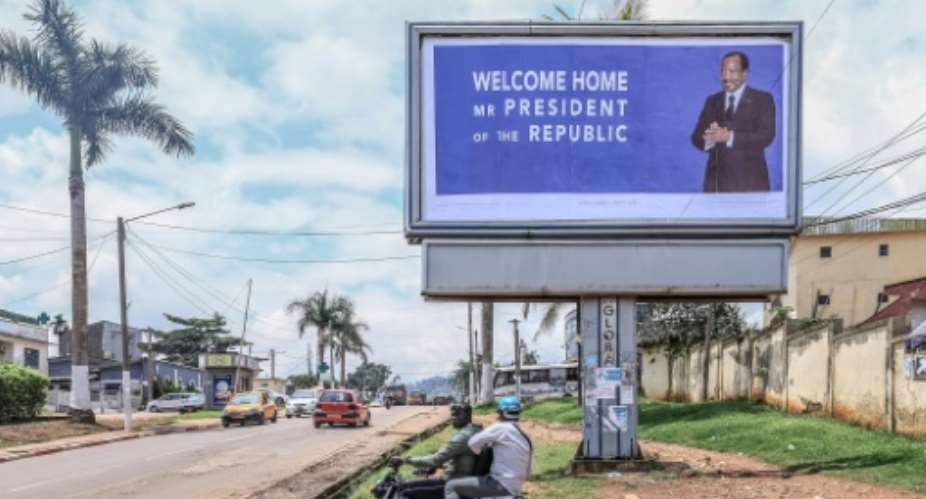 The West African nations 91-year-old leader appeared on television after the presidential plane landed, shaking hands with officials next to his wife Chantal.  By - (AFP)