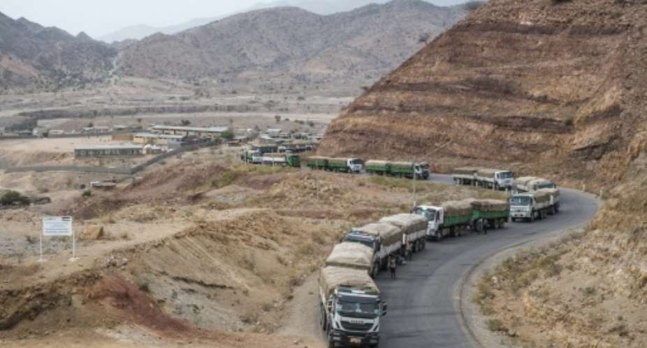 The World Food Programme resumed aid convoys by road to Tigray in April.  By EDUARDO SOTERAS AFPFile