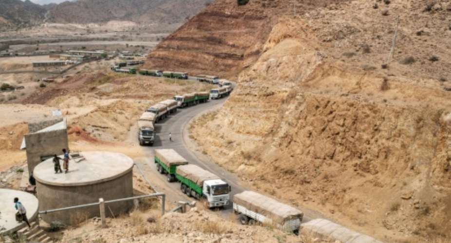 The World Food Programme resumed aid convoys to Tigray in April.  By EDUARDO SOTERAS AFPFile