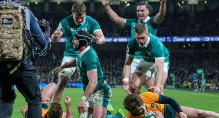 There is a lot on the line in the rugby Test against South Africa says Ireland captain Caelan Doris (C).  By Paul Faith (AFP)