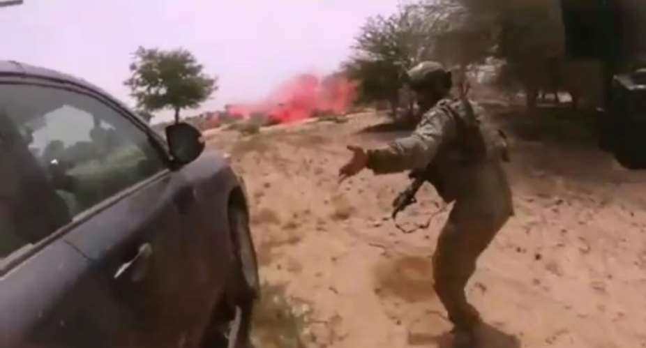 This video screen grab obtained via Nashir News Agency (an ISIS-affiliated propaganda group), appears to show the October 4 ambush of American and Nigerien soldiers in Tongo Tongo, Niger.  By Handout (Nashir News Agency/AFP)