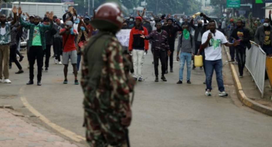 Thousands of mostly young protesters again took to the streets of Kenya to protest tax hikes.  By SIMON MAINA (AFP)