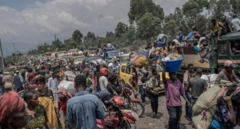 Thousands of people have fled the upsurge in fighting between M23 rebels and DR Congo government forces.  By Aubin Mukoni (AFP/File)
