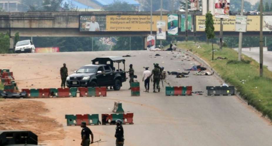 Three IMN members were also killed during protests in Abuja on Saturday.  By Sodiq ADELAKUN (AFP/File)