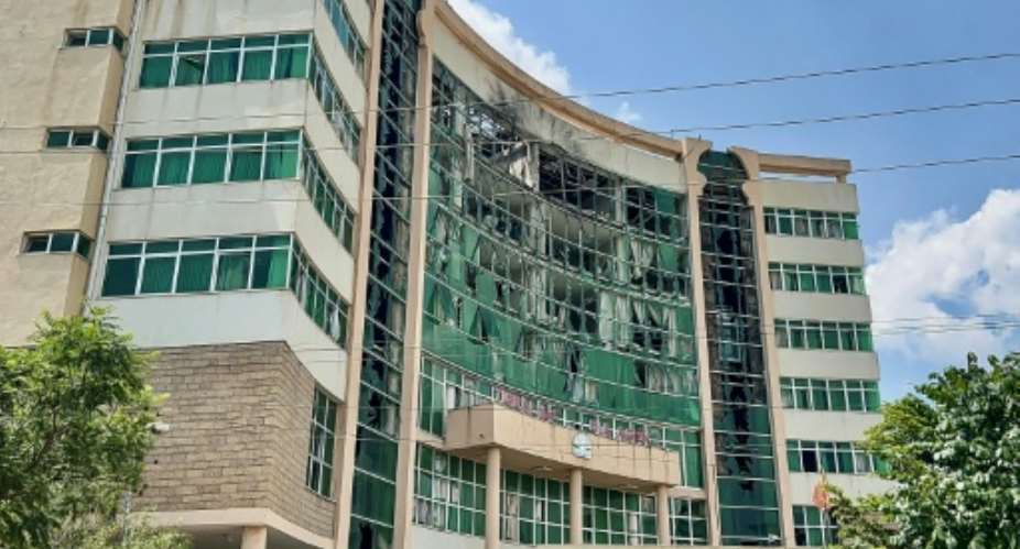 Tigrai TVs headquarters was hit by a drone on Sunday.  By - (AFP)