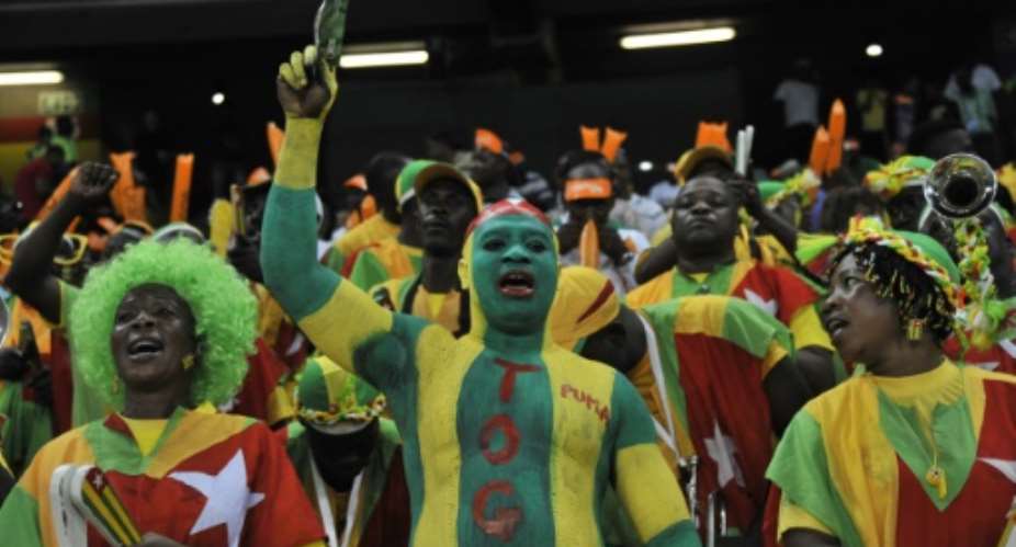 Togo's supporters cheer their team prior to a match on February 3, 2013, in Nelspruit, South Africa.  By Issouf Sanogo AFPFile