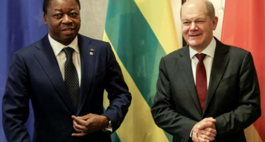 Togo's President Faure Gnassingbe with German Chancellor Olaf Scholz in Berlin in November 2023.  By Filip SINGER POOLAFP