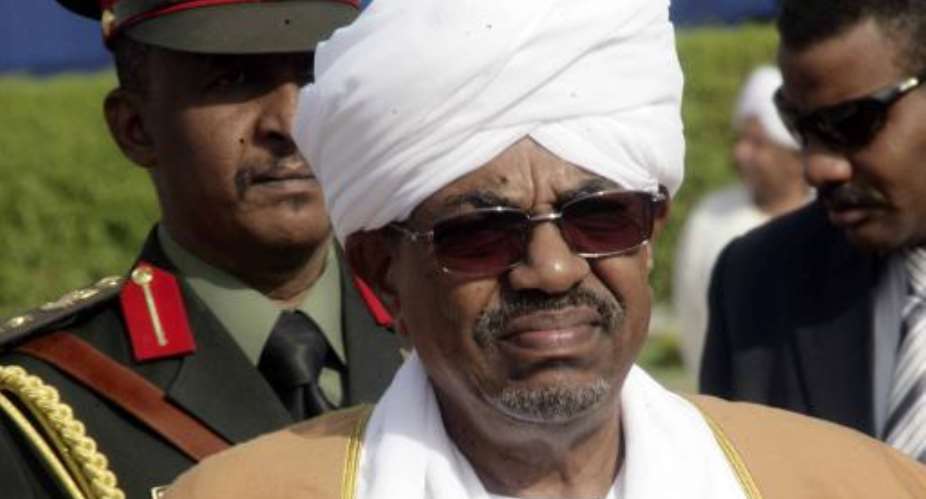 Sudanese President Omar al-Bashir is seen on June 27, 2014 at Khartoum airport.  By Ebrahim Hamid AFPFile
