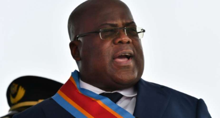 Tshisekedi at his inauguration in January 2019. His programme of reform has been stymied by an uneasy coalition with supporters of his predecessor.  By TONY KARUMBA AFP