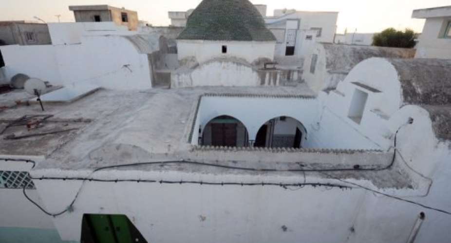 A Sufi shrine in the town of Menzel Bouzelfa on October 4, 2012, targeted by radical Salafists.  By Fethi Belaid AFPFile