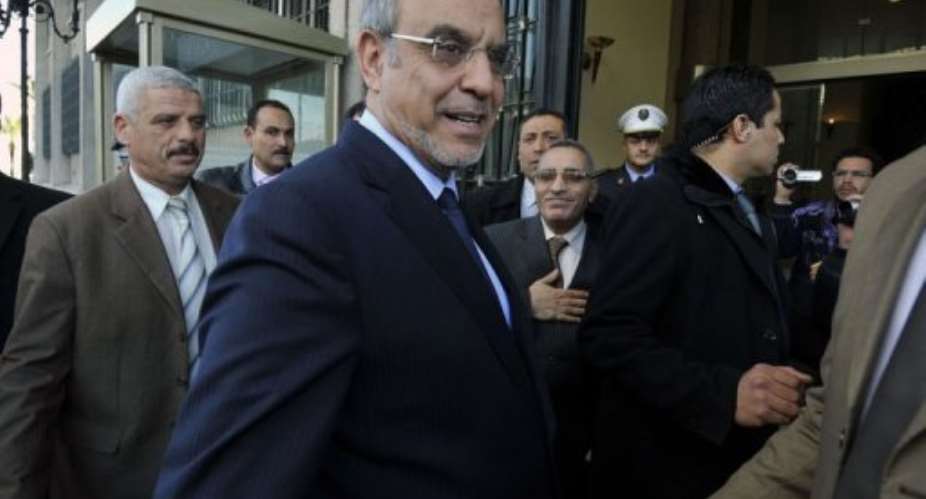 Hamadi Jebali arrives to attend a meeting at the Interior Ministry on February 21, 2013 in Tunis.  By Fethi Belaid AFP