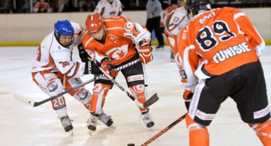 The Tunisian national ice hockey team played French team Coqs of Courbevoie in their first ever match in 2014.  By Miguel Medina AFPFile