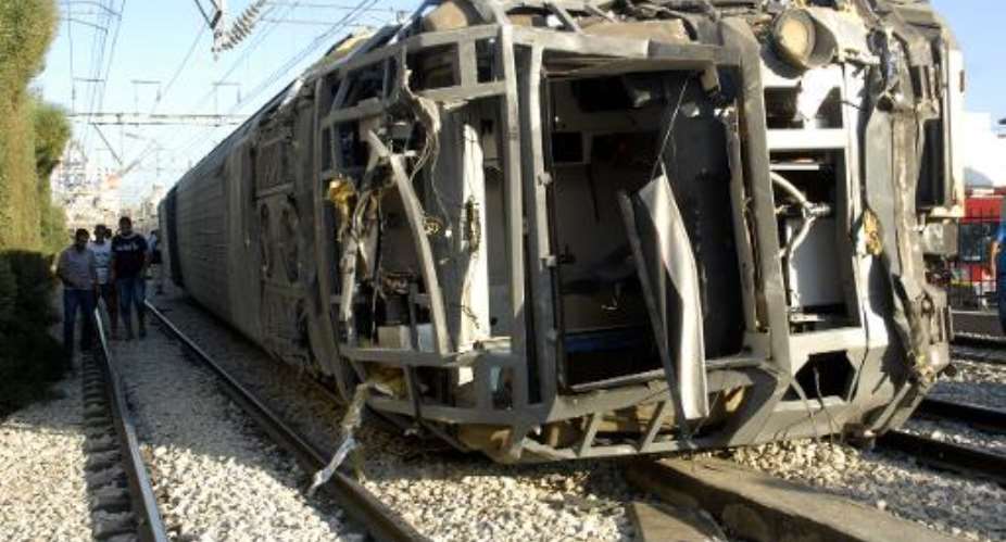 The train crash at Dubosville station in Tunis injured 39 people.  By Sofienne Hamdaoui AFP
