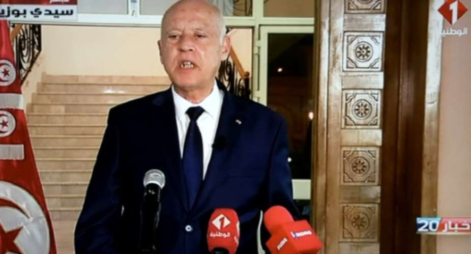 Tunisian President Kais Saied, seen in this September 20, 2021 picture, presents himself as the ultimate interpreter of the constitution who has announced moves that fundamentally alter the North African country's post-revolutionary political regime.  By FETHI BELAID AFPFile