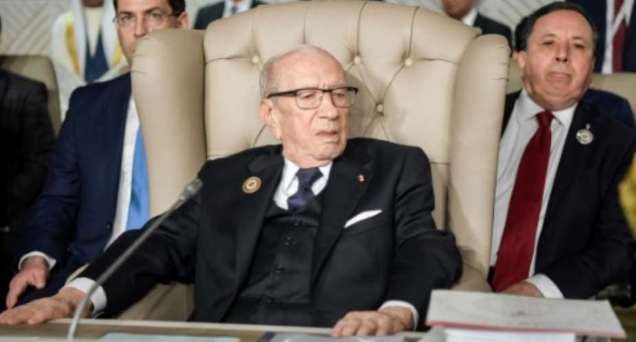 Tunisia's President Beji Caid Essebsi is doing well, his office says, a day after he fell ill.  By FETHI BELAID POOLAFPFile